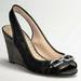 Coach Shoes | Coach Black Wedges Have Peep Toe. Size 7 1/2 | Color: Black/Silver | Size: 7.5