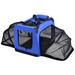 Blue 'Hounda Accordion' Metal Framed Soft-Folding Collapsible Expandable Dog Crate, 35.8" L X 24.8" W X 24.8" H, X-Large