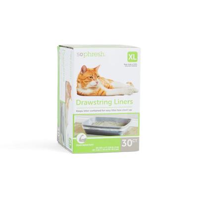 So Phresh Drawstring Cat Litter Box Liners, 38.3" L X 16.3" W, Count of 30