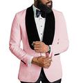 KA Beauty Men's Pink Suit Casual Floral Blazer Prom Tuxedos Tweed Shawl Lapel Dinner Party Jacket Wedding Grooms 44/38