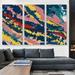 ARTCANVAS Yellow Red Pink Scrapes Modern - 3 Piece Wrapped Canvas Painting Print Set Canvas, in Blue/Pink/Yellow | 60 H x 90 W x 1.5 D in | Wayfair