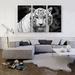 ARTCANVAS White Tiger Staring Blue Eyes Pop - 3 Piece Wrapped Canvas Photograph Print Set Metal in Black/Gray/White | 40 H x 60 W x 1.5 D in | Wayfair