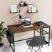 Steelside™ Myra 47" W Home Office Computer Writing Study Desk w/ Storage Shelves Wood/Metal in Black | 29.5 H x 47.2 W x 23.6 D in | Wayfair