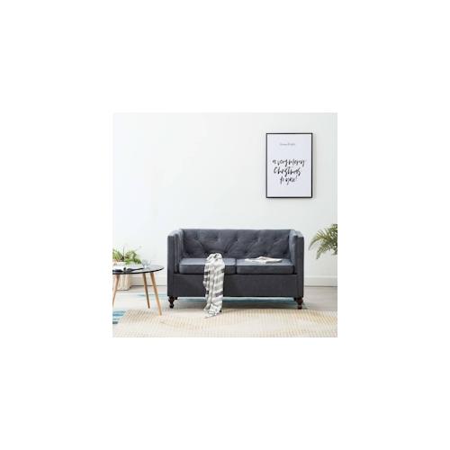 vidaXL Chesterfield-Sofa 2-Sitzer Stoffpolsterung Grau