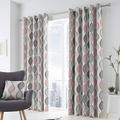 Fusion Lennox 100% Cotton Eyelet Lined Curtains, Grey/Blush, 66 x 90 Inch, w168cm (66") x d229cm (90")