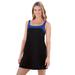 Plus Size Women's Two-Piece Colorblock Swim Dress by Swim 365 in Black Dark Sapphire (Size 28)