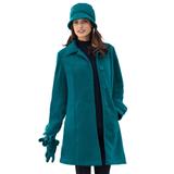 Plus Size Women's Plush Fleece Jacket by Roaman's in Deep Lagoon (Size 1X) Soft Coat