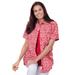 Plus Size Women's Short-Sleeve Cotton Campshirt by Woman Within in Vivid Red Paisley Ditsy (Size 38/40)