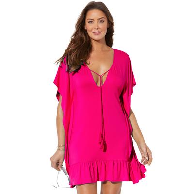 Plus Size Women's Vienna Ruffle Cover Up Tunic by Swimsuits For All in French Rose (Size 6/8)