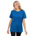 Plus Size Women's Thermal Short-Sleeve Satin-Trim Tee by Woman Within in Bright Cobalt (Size 6X) Shirt