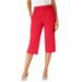 Plus Size Women's Soft Knit Capri Pant by Roaman's in Vivid Red (Size 3X) Pull On Elastic Waist