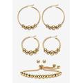 Women's 4-Piece Beaded Earrings and Bracelet Set in Goldtone by PalmBeach Jewelry in Gold