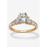 Women's Yellow Gold over Sterling Silver Engagement Ring Cubic Zirconia (2 1/7 cttw TDW) by PalmBeach Jewelry in Silver (Size 8)