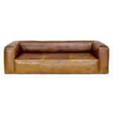 17 Stories Juniperberry 100" Genuine Leather Tuxedo Arm Sofa Genuine Leather in Brown | 27 H x 100 W x 38.5 D in | Wayfair