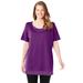Plus Size Women's Layered-Look Print Tunic by Woman Within in Plum Purple Dot (Size 26/28)