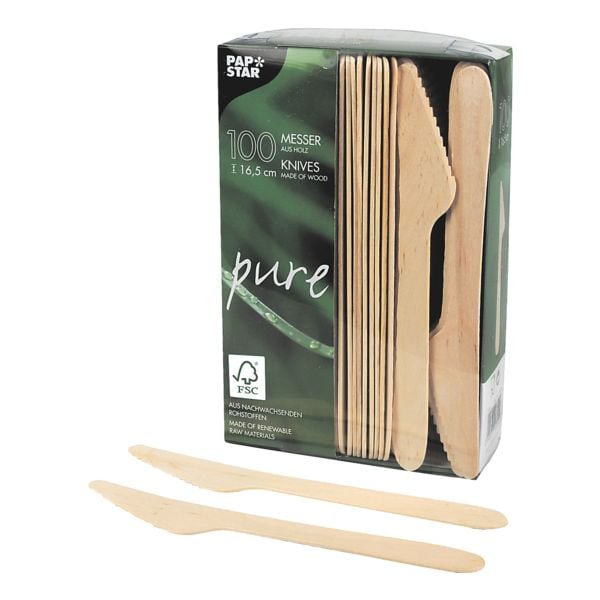 Papstar Einweg-Holzmesser »pure«, 100 Stück braun Image