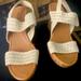 American Eagle Outfitters Shoes | American Eagle Platform Wedge Crochet Sandals | Color: Cream | Size: 10.5