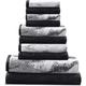 Superior Cotton 10 Piece Assorted Solid and Marble Towel Set, Includes 2 Bath, 4 Hand, 4 Washcloths/Face Towels, Soft, Absorbent, Decorative Bathroom Accessories, Home Essentials, Black