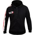 Fashion_First Womens Mass Effect Cosplay N7 Commander Shepard Fleece Hoodie Jacket Costume Black