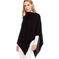 Marine Cashmere - Cashmere Blend Poncho for Women, Delicate and Soft Cashmere Yarn, Made in Italy, Includes Gift Box (Black)