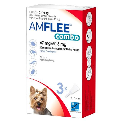 Amflee combo 67/60,3mg Lsg.z.Auftr.f.Hunde 2-10kg 3 St Lösung