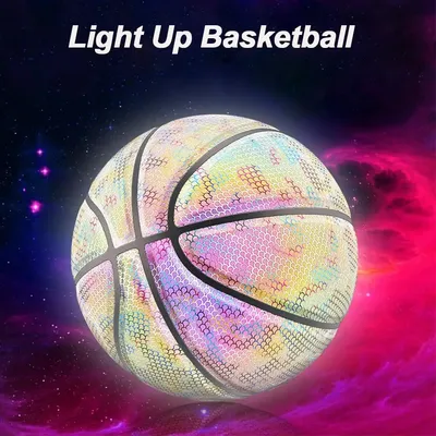Ballon de basket-Ball lumineux en PU arc-en-ciel sans batterie brille dans la nuit taille 7 pour