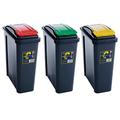 Wham 25L Slimline Home Office Trash Plastic Recycling Bin 3 Piece Set - Red/Green/Yellow