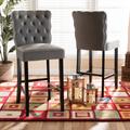 Baxton Studio Daphne Modern Dark Grey Velvet Fabric & Dark Brown Finished Wood 2-PC Bar Stool Set - Wholesale Interiors BBT5409B-Dark Grey/Wenge-BS