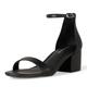 Amazon Essentials Damen Sandale mit Absatz und Zwei Riemchen, Schwarz Kunstleder, 39 EU Weit