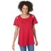 Plus Size Women's Lace-Detail Cold-Shoulder Tee by Woman Within in Vivid Red (Size 14/16) Shirt