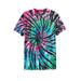 Men's Big & Tall Lightweight Longer-Length Tie-Dye Crewneck by KingSize in Black Tie Dye (Size L)