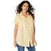 Plus Size Women's Seersucker Big Shirt by Roaman's in Yellow Seersucker Stripe (Size 14 W)