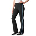 Plus Size Women's Stretch Cotton Side-Stripe Bootcut Pant by Woman Within in Black Paradise Blue (Size S)