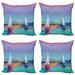 East Urban Home Ambesonne Abstract Oil Painting Throw Pillow Cushion Case Pack Of 4 | 16 H x 16 W x 0.04 D in | Wayfair