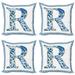 East Urban Home Ambesonne Letter R Decorative Throw Pillow Case Pack Of 4, Curly Blossoms Motifs Letter R Vintage Traditional Tiles Graphic | Wayfair
