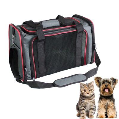 Jespet Soft-Sided Airline-Approved Travel Dog & Cat Carrier Bag Polyester in Red/Gray, Size 11.5 H x 17.0 W x 10.0 D in | Wayfair PTC-1710GRDW
