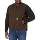 Carhartt Men's Big & Tall Loose Fit Washed Duck Insulated Rib Collar Vest, Dark Brown, 3X-Large/Tall