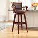 Lark Manor™ Angelija Extra Tall Swivel Bar Stool Wood/Upholstered/Leather in Brown | 50 H x 26.5 W x 25.75 D in | Wayfair DRBH2214 44003014