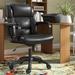 Symple Stuff Overturf Mid-Back Executive Chair Upholstered, Leather in Brown/Gray | 43 H x 26.5 W x 25.6 D in | Wayfair