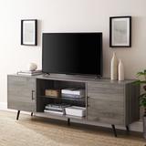 Wade Logan® Bulhary TV Stand for TVs up to 80" Metal in Gray | Wayfair 92466EC0B4664924AF426CCFBCD17BB0