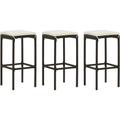 Vidaxl - Tabourets de bar avec coussins lot de 3 marron résine tressée