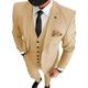 Men's Champagne Business Suits Two Button 3 Piece Slim Fit Notch Lapel Wedding Tuxedos Suit 38/32