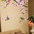 Autocollants Muraux avec Branches d'Arbre Fleurs Plantes Oiseaux Animaux pour Salon Chambre à