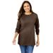 Plus Size Women's Perfect Long-Sleeve Crewneck Tee by Woman Within in Chocolate (Size 3X) Shirt