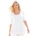 Plus Size Women's Stretch Cotton Peplum Tunic by Jessica London in White (Size 12) Top