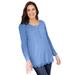 Plus Size Women's Ribbed Layered-Look Lace-Trim Tee by Woman Within in French Blue (Size 14/16) Shirt