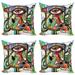 East Urban Home Ambesonne Abstract Throw Pillow Cushion Case Pack Of 4, Doodle Bird Character Eyes Eyesight Portrait Unusual Retro Illustration | Wayfair