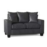 Wade Logan® Atreus 60" Loveseat Faux Leather/Polyester in Black | 39 H x 60 W x 35 D in | Wayfair 3C14E33669A84E64B926131936E94C86