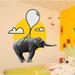 Isabelle & Max™ Flying Elephant Wall Decal, Elephant Sticker, Elephant Wall Decor Vinyl, Glass in Gray/Black/Yellow | 46 H x 46 W in | Wayfair