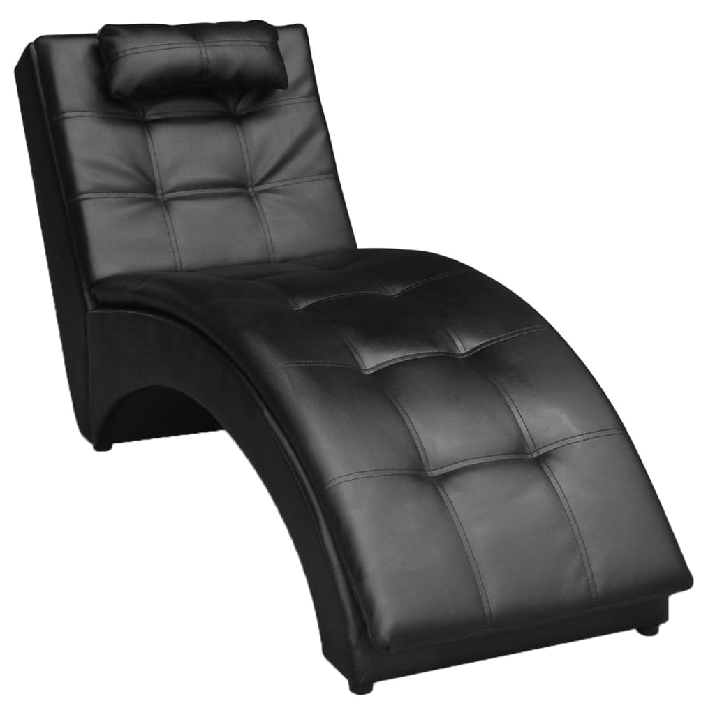 vidaXL Chaiselongue mit Kissen Schwarz Kunstleder Image